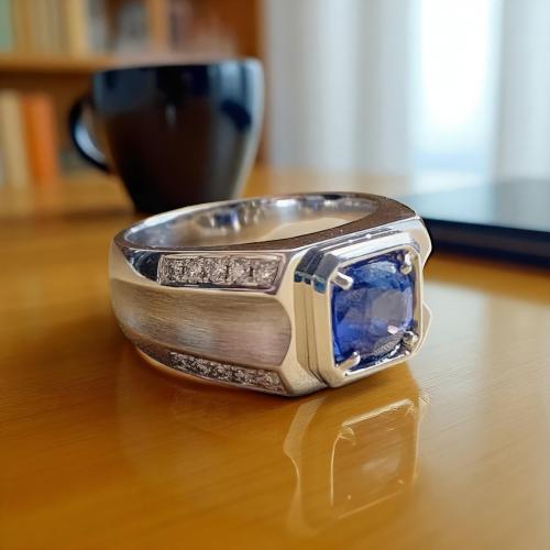 Regal Men’s Blue Sapphire Statement Ring