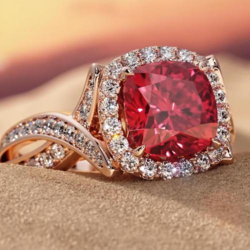 Designer Cushion-Cut Ruby Ring