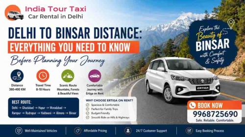 Delhi to Binsar Distance