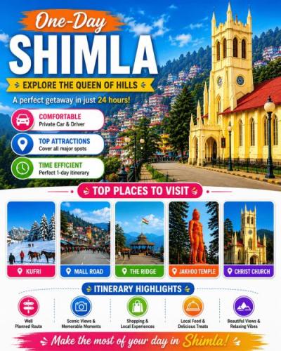 Affordable Shimla One Day Tour Package with Private Cab